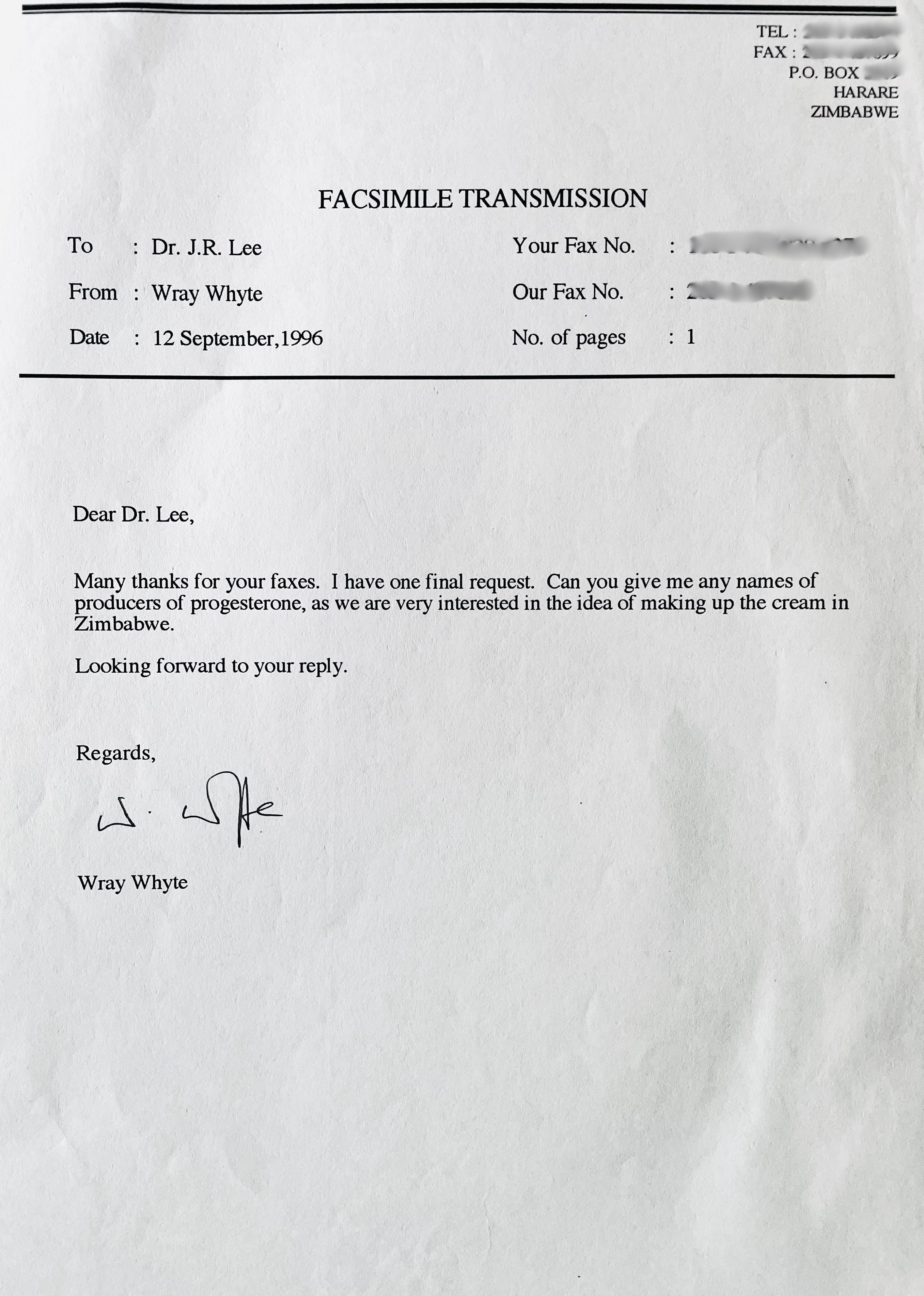 Dr Lee 12 September 1996