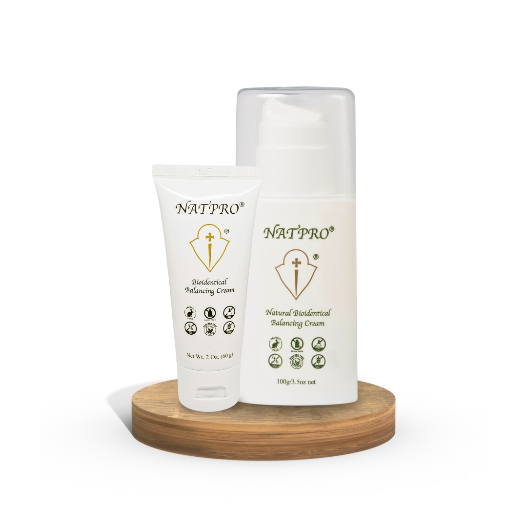 Natpro tube and dispenser on wooden stand